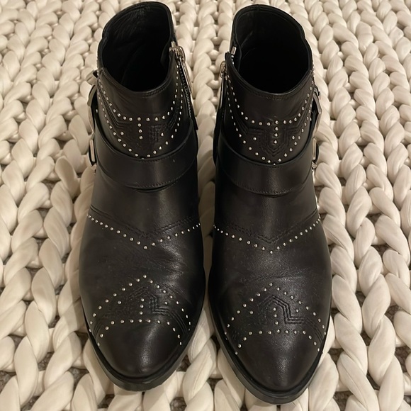 Anine Bing Bianca black studded & strapped booties size 39